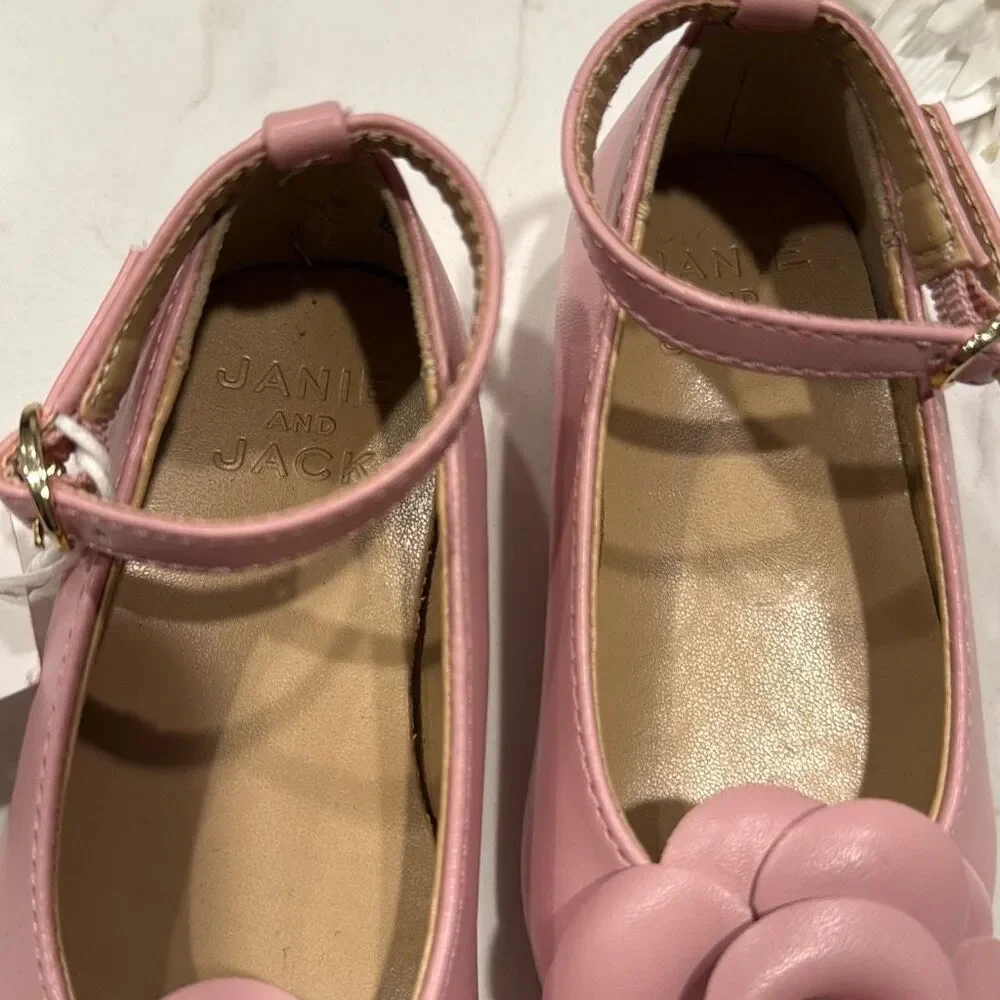 Janie and Jack Rosette Ballet Flat in Pale Pink Size 5